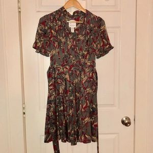 Anthropologie Ruffian Gray Silk 40's Swing Dress 4